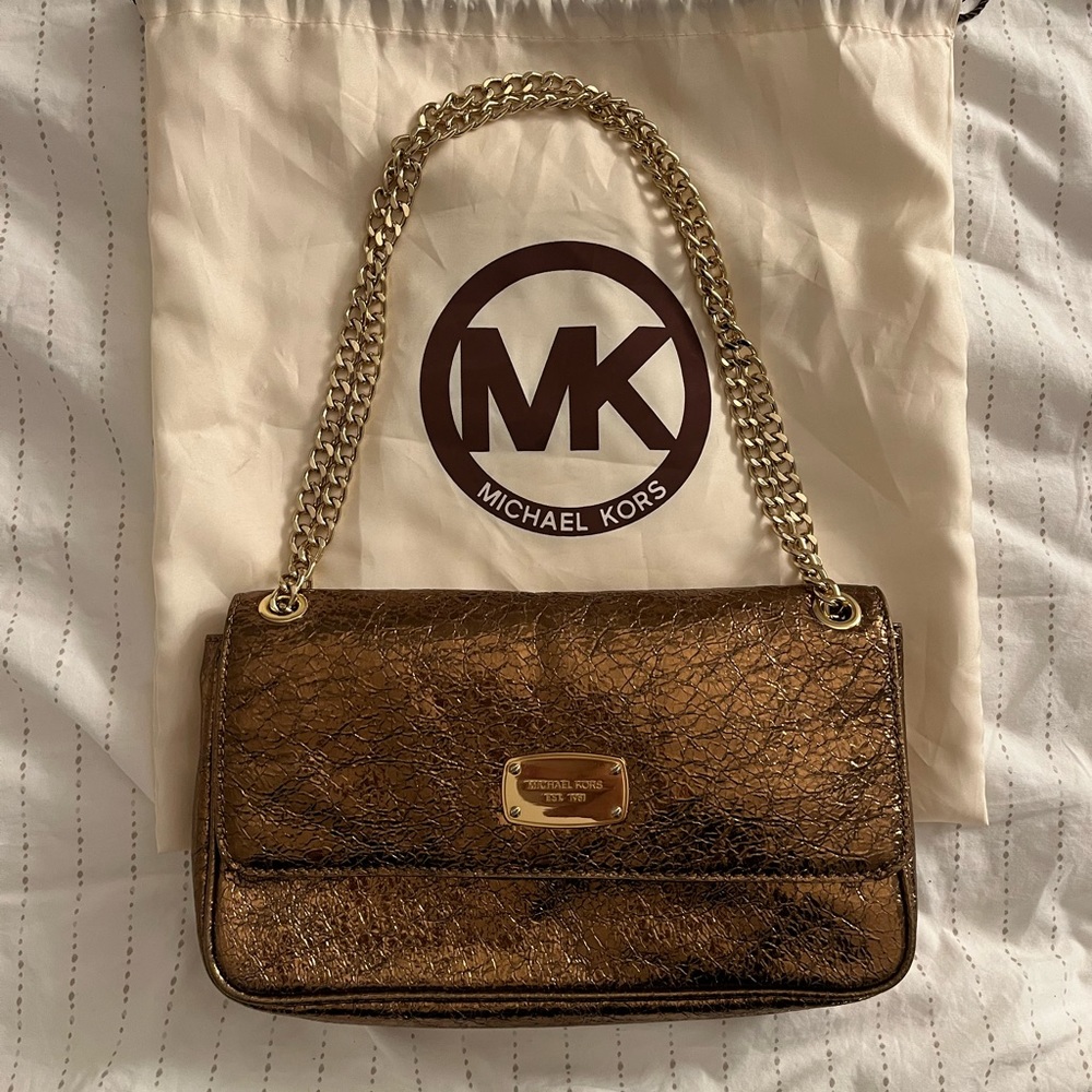 Michael Kors Gold/Bronze Clutch with Straps